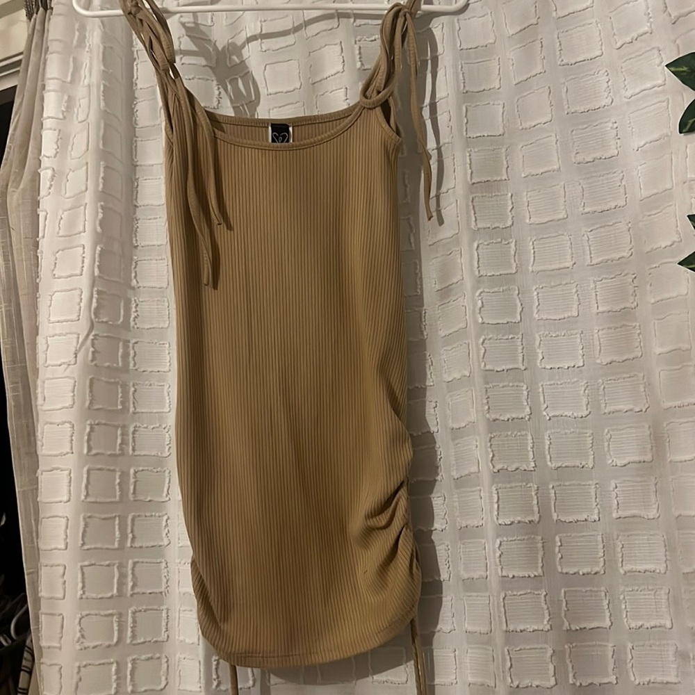 spaghetti strap tank top dress with scrunchie sides